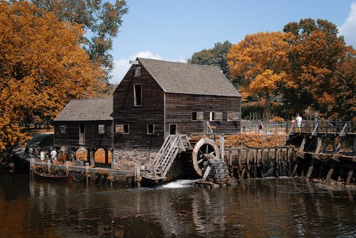 The grist mill at Philipsburg Manor Upper Mills, Sleepy Hollow, New York.